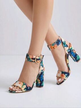 Blue Floral Dress Sandals